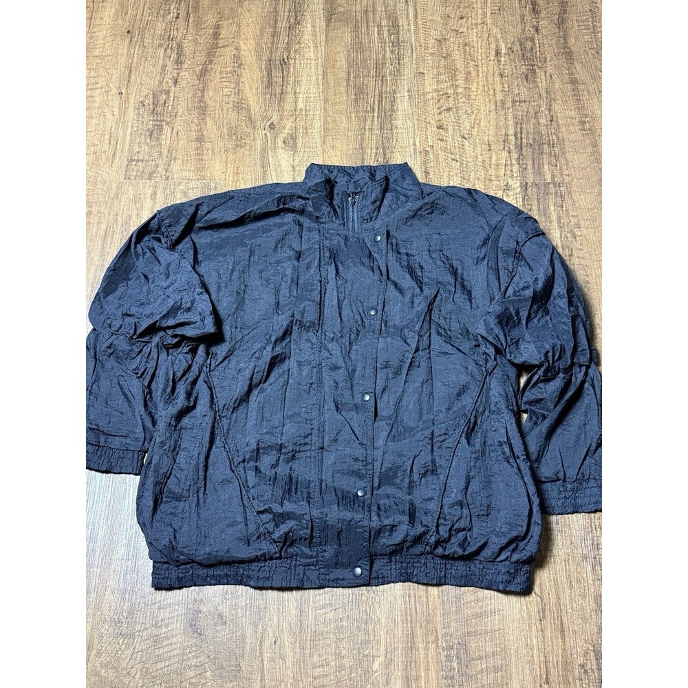 Vintage Lauren Brooke Full Zip Nylon Windbreaker Jacket Black Women’s 3XL Lined